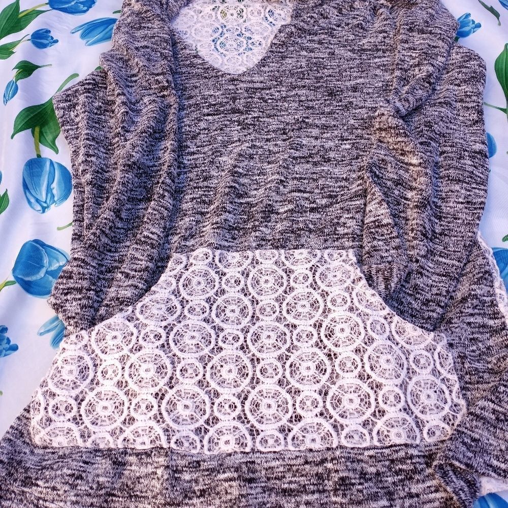 Miss Chievous L Lace Back & Pocket Longsleeves Hooded Knitted Women's Top